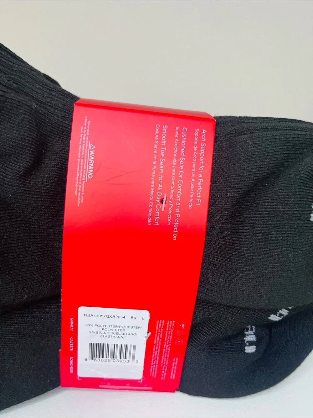 NBA Black Cushioned Ankle Socks with Logo - Pack 10 pair 8-12.5 size